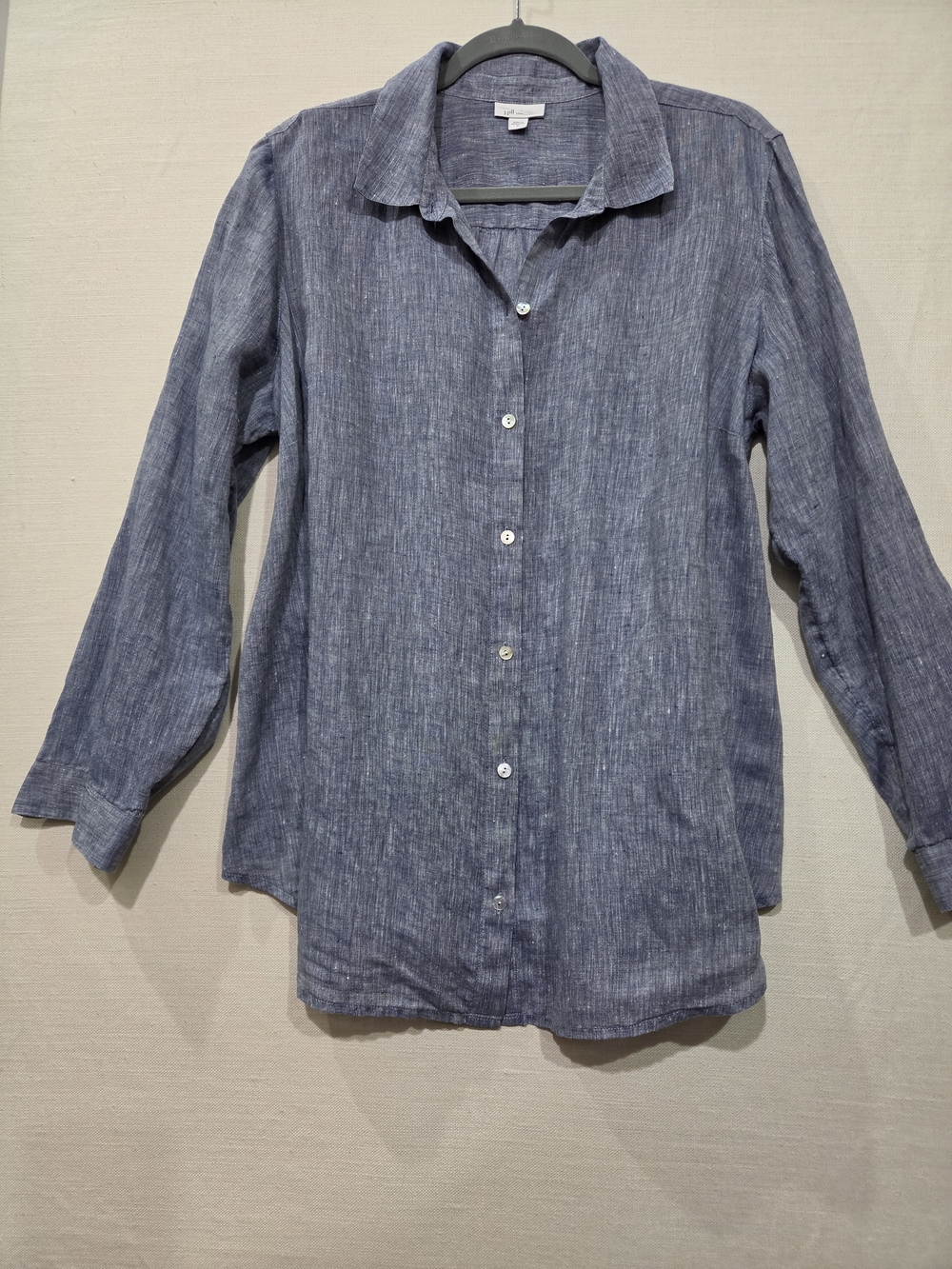 J Jill Women's Blue Linen Button Front Shirt Size XL